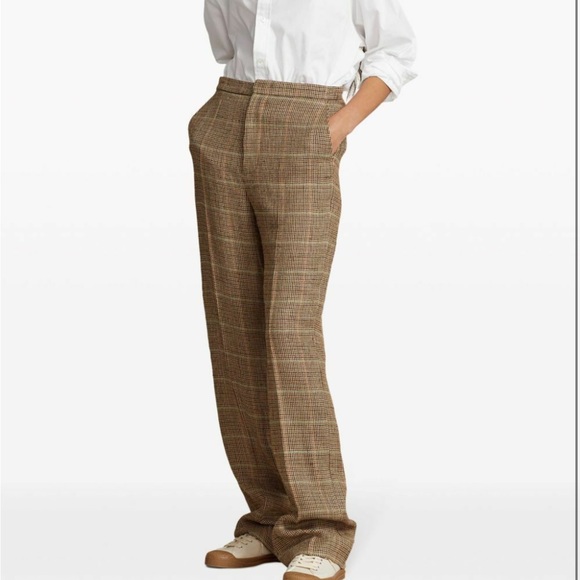 Polo Ralph Lauren Pants - Polo Ralph Lauren linen silk houndstooth straight leg trousers